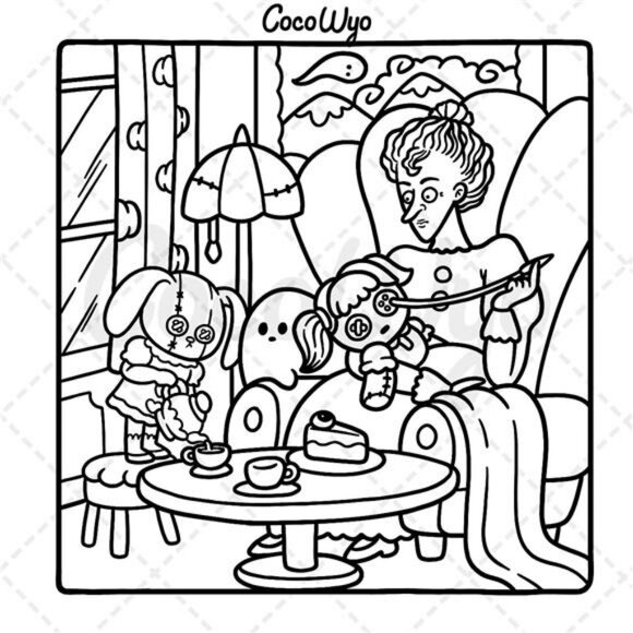Spooky Cutie: Coloring Book for Adults and Teens Featuring Adorable Creepy - Picture 6 of 7